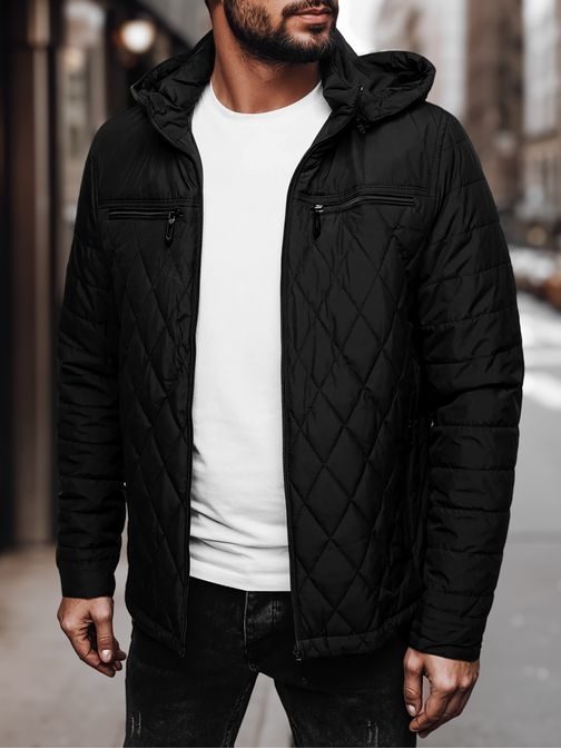 Prechodná originálna čierna bunda s kapucňou