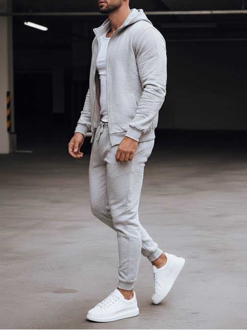 Jednoduchá pánska tepláková súprava sivá