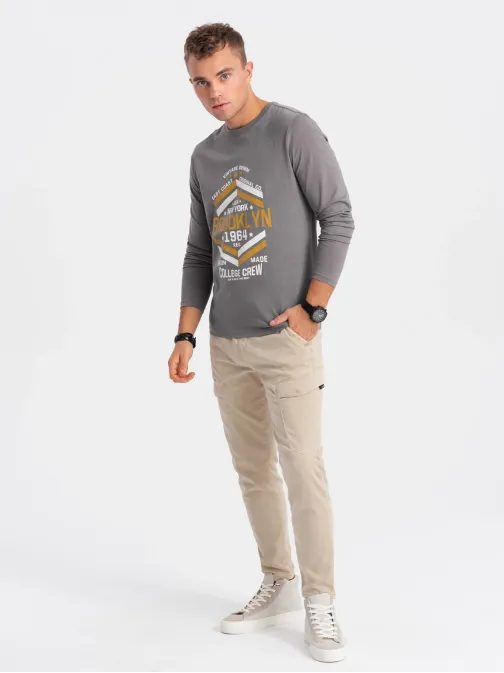 Šedé tričko s nápisom Brooklyn V1 LSPT-0117