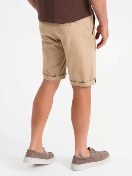 Pánske béžové chinos šortky s lemom V11 SRCS-0197