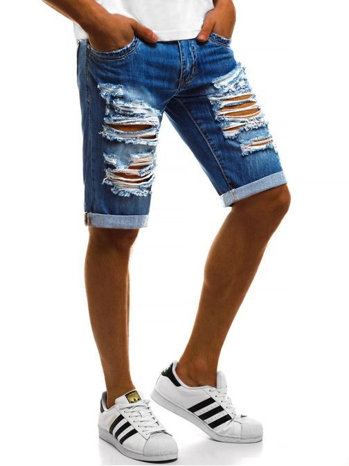 Pánske jeans kraťasy efektne potrhané V/2243