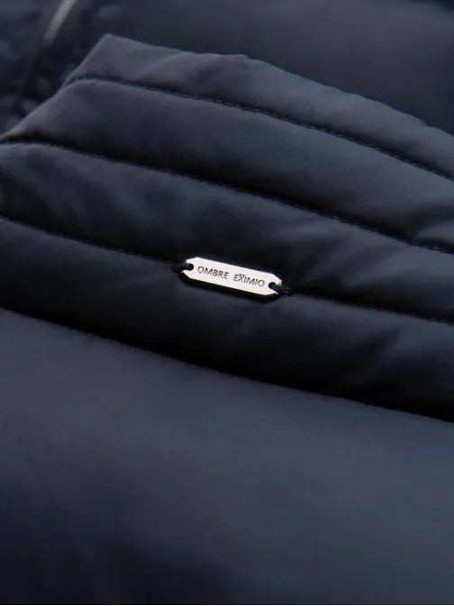 Atraktívna tmavomodrá bomber bunda V2 JALP-0218