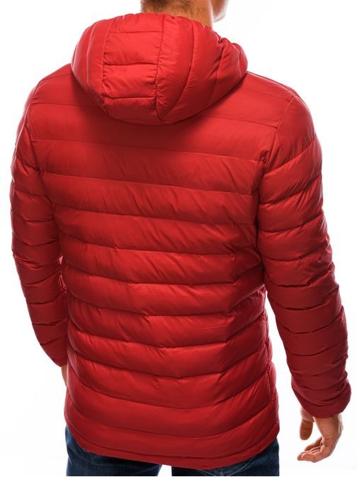 Prešívaná bunda v červenej farbe C541