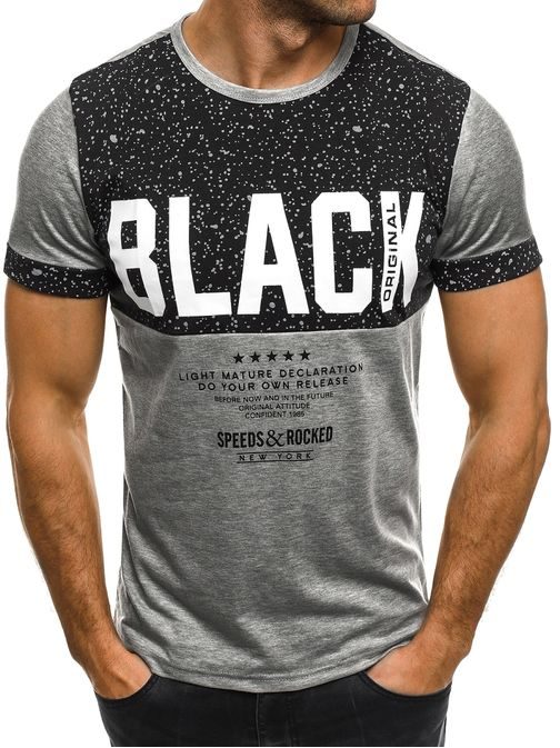 Sivé tričko BLACK ORIGINAL J.STYLE SS161