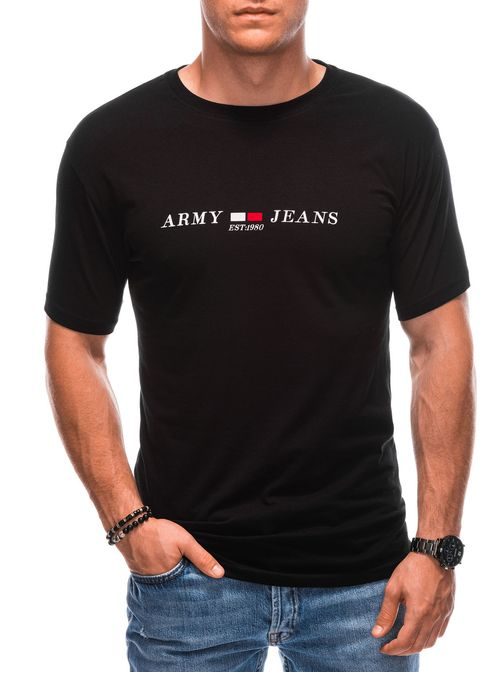 Módne pánske čierne tričko s nápisom S1910