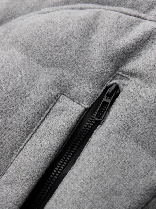 Nadčasová prešívaná svetlošedá pánska bunda V3 JAHP-0203