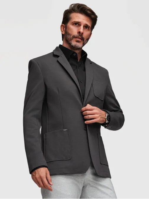 Grafitové športové slim fit sako V1 M165
