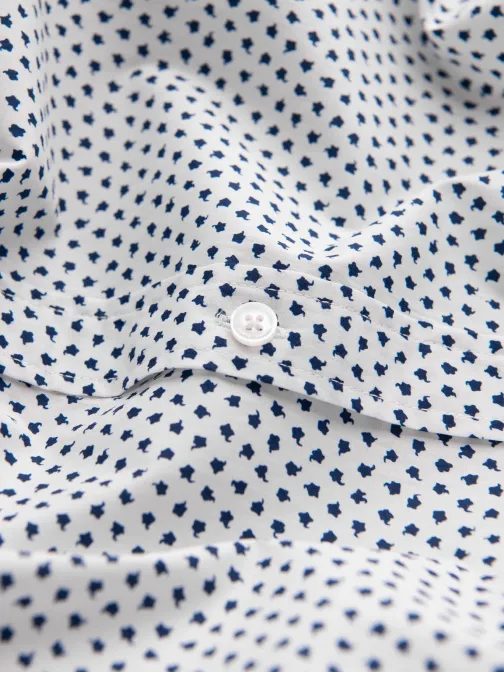 Jedinečná biela košeľa s trendy vzorom V2 SHCS-0140