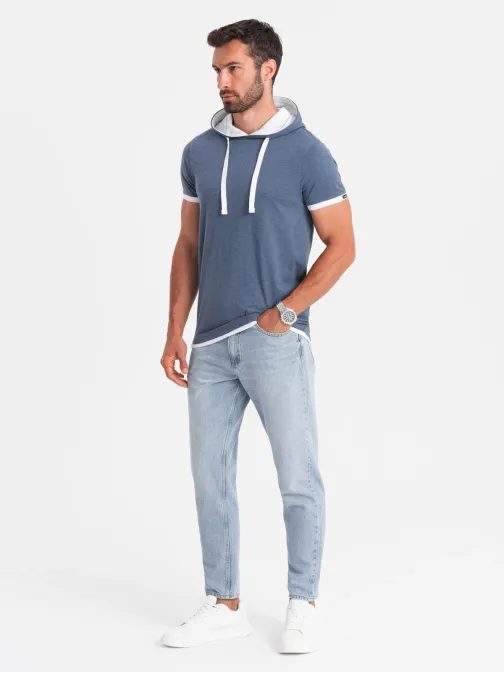 Modré tričko s kapucňou V12 TSCT-22SS-001