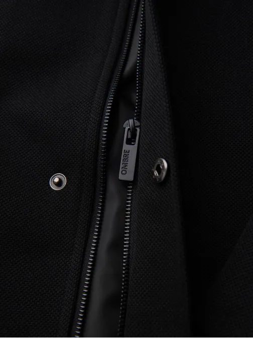 Čierny pánsky kabát s vysokým golierom  V1 COWC-0136