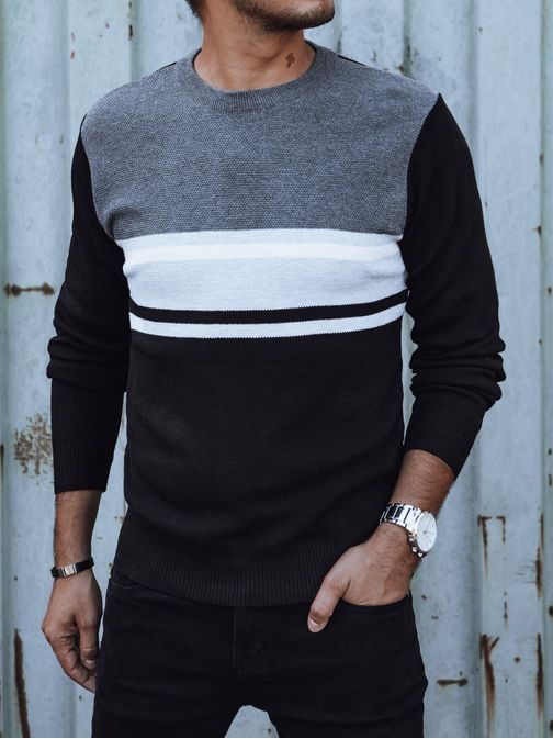 Jedinečný šedo-čierny pánsky sveter