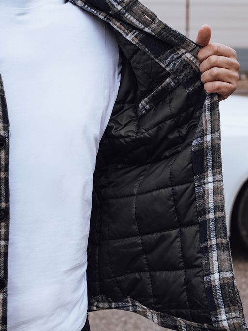 Modrá károvaná prechodná bunda pre pánov