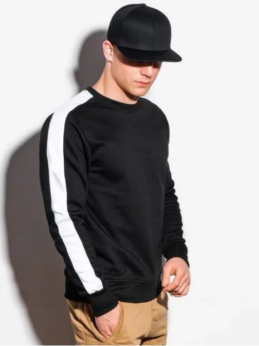 Nádherná čierna mikina bez kapucne B1081