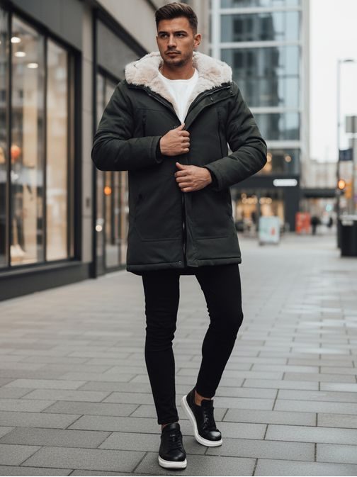 Pánska zimná parka v zelenej farbe