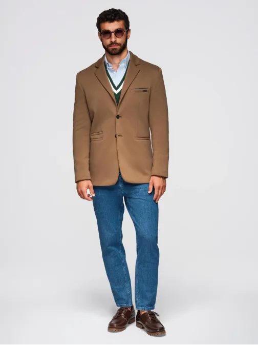 Trendy svetlohnedé sako pre pánov V4 BLZB-0100
