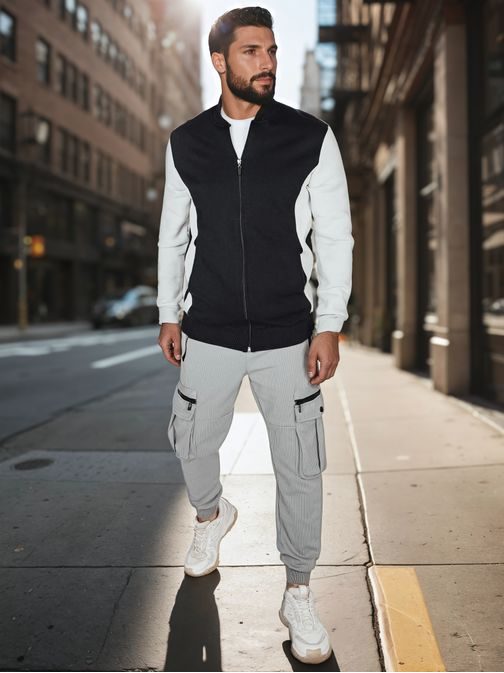 Dvojfarebná pánska čierno-biela mikina