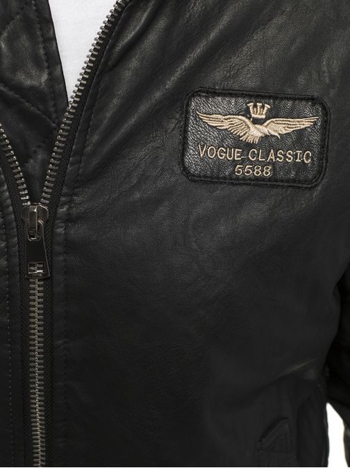 Čierna koženková bunda O/4811Z