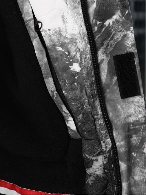 Jedinečná bielo-čierna zimná bunda s potlačou