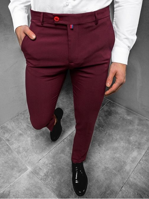 Pánske elegantné nohavice v krásnej bordovej farbe DJ/5511