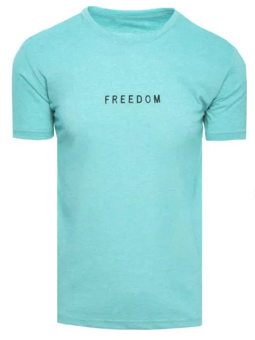 Tyrkysové bavlnené tričko s nápisom Freedom