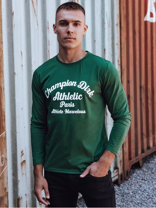 Jedinečné zelené tričko s dlhým rukávom a potlačou