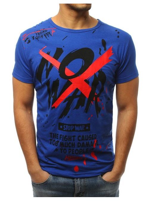 Trendové modré tričko NO WAR