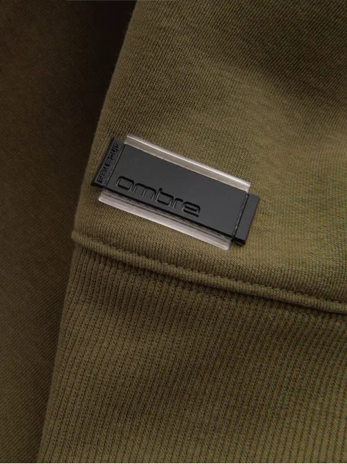 Základná bavlnená pánska mikina v olivovej farbe V2 om-ssbn-0159