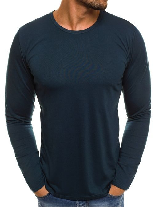 Jednoduché tričko s dlhým rukávom vo farbe indigo J.STYLE 712099