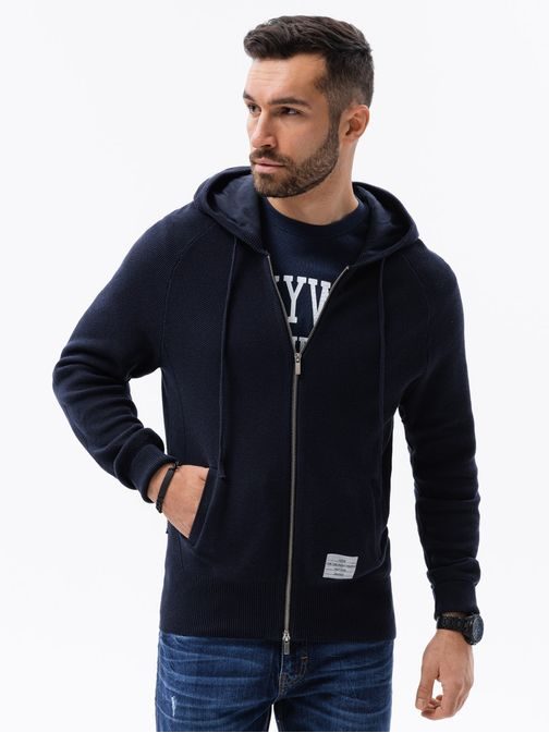 Trendový sveter na zips v granátovej farbe E186