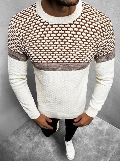 Béžový módny sveter O/5012XZ