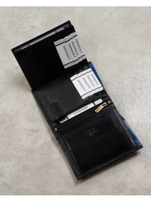 Moderná čierna pánska peňaženka na výšku