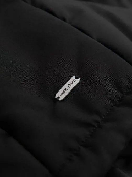 Hrubá pánska bunda na zimu v čiernej farbe V1 OM-JAHP-0237