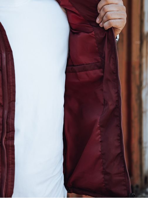 Trendy červená vesta s kapucňou