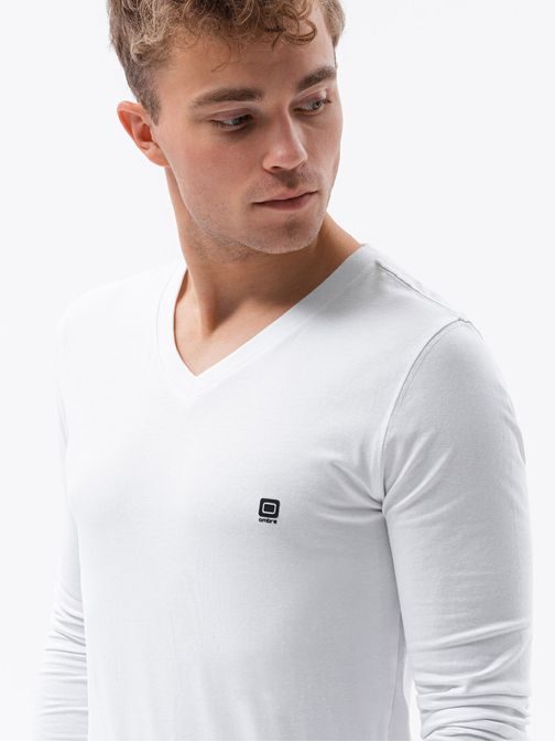 Jedinečné biele tričko s dlhým rukávom L134