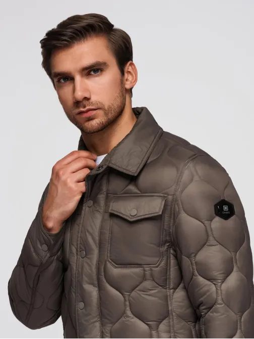 Módna khaki pánska prechodná bunda V3 JALP-0215