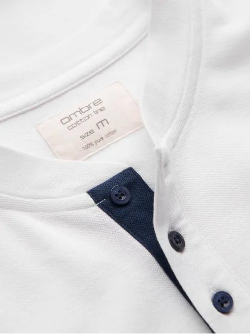 Pohodlná trendy biela polokošeľa V1 TSCT-0156
