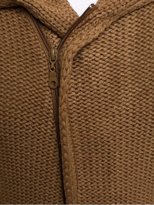 Hnedý predĺžený sveter so zipsom MADMEXT 2124S