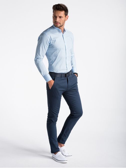 Modrá SLIM FIT jedinečná košeľa k497