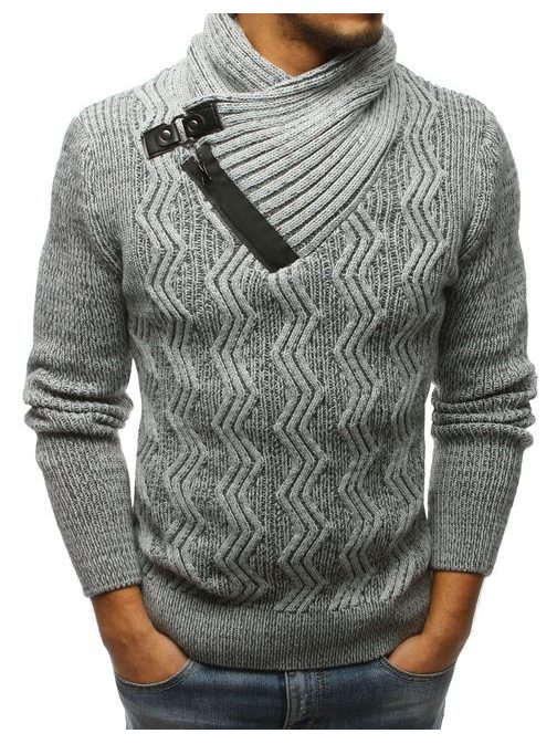 Vzorovaný sveter v šedej farbe
