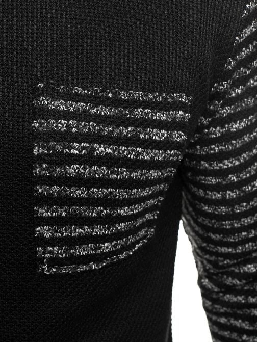 Čierny pánsky sveter so zaujímavými rukávmi JACK DAVIS JK1035S
