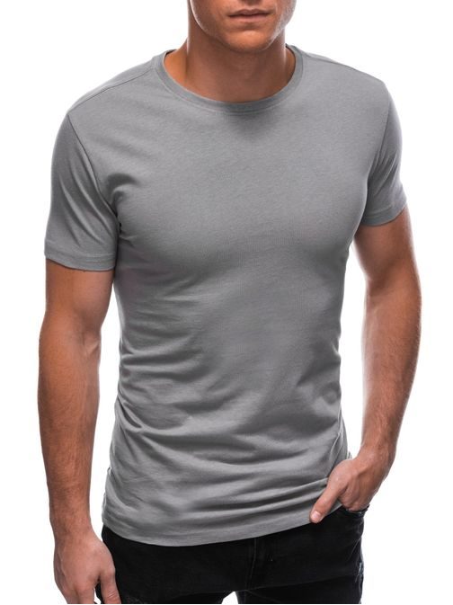 Hladké šedé bavlnené tričko s krátkym rukávom S1683