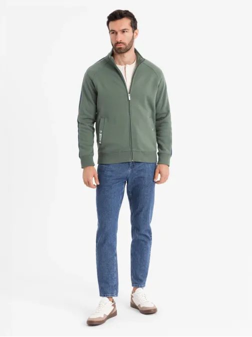 Zaujímavá olivová bomber mikina V2 SSZP-0219