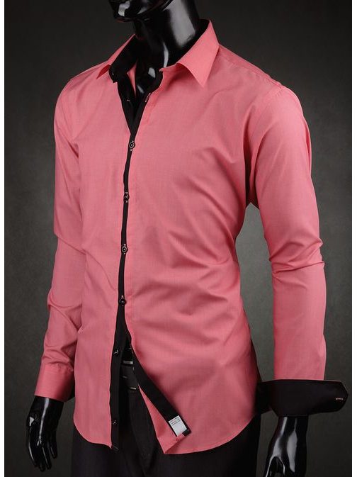 Ružová pánska košeľa slim fit V010