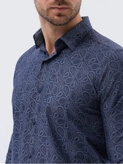 Granátová košeľa s elegantným vzorom K591