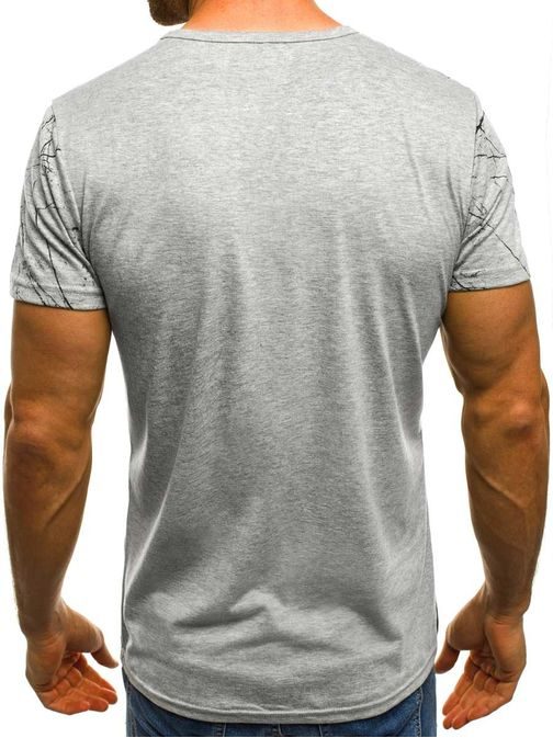 Sivé tričko s potlačou OZONEE JS/SS368