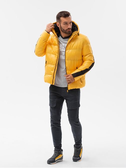 Prešívaná zimná žltá bunda C503