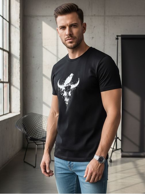 Čierne tričko s trendy potlačou