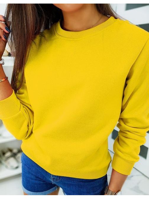 Jednoduchá žltá dámska mikina Fashion
