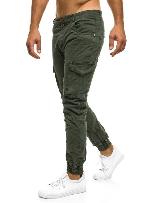 Army zelené joggery s pokrčeným efektom XZX-STAR 81601