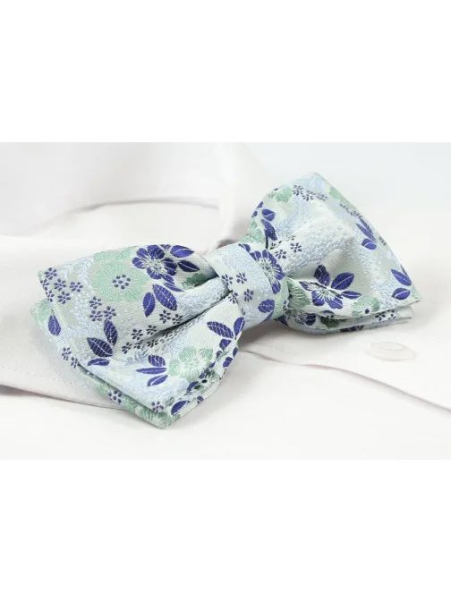 Sivo-zelený pánsky motýlik s kvetinovým vzorom